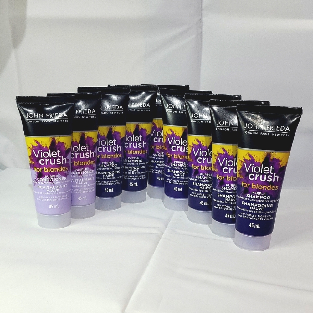 John Frieda Violet Crush for Blondes Purple Shampoo (x7) & Conditioner (x2) 45ml